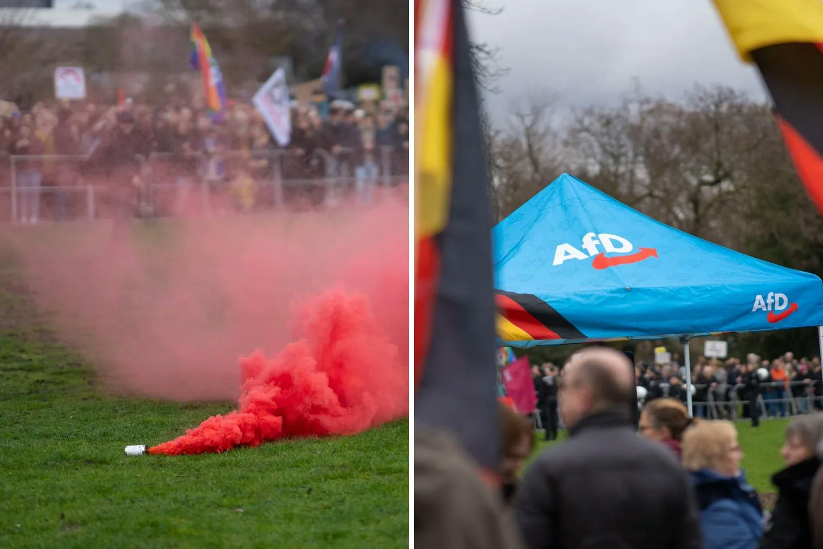 Ekel-Attacke: Linke werfen benutzte Windel und Rauchbombe auf AfD-Kundgebung