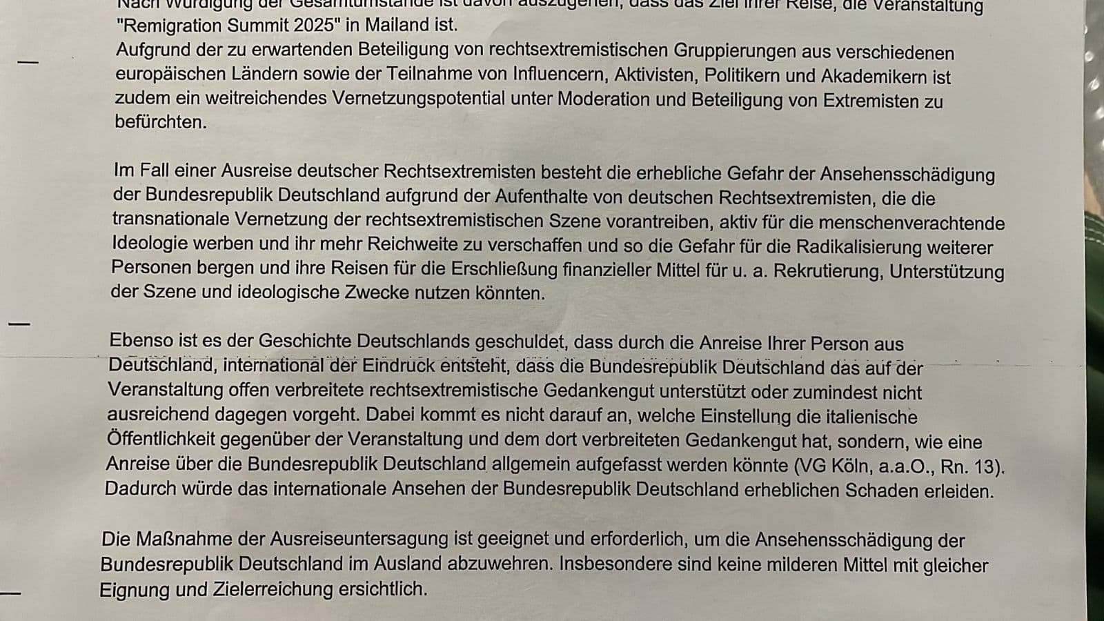 Remigrationsgipfel: Polizei untersagt Ausreise deutscher Aktivisten nach Italien