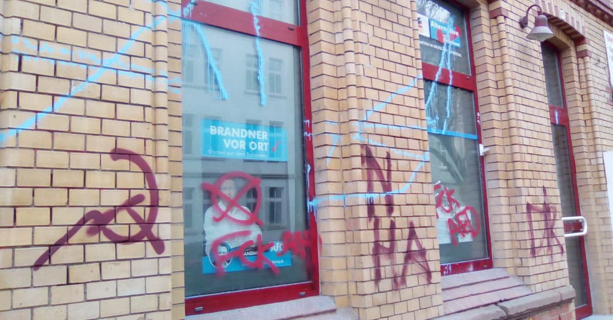 Linke Gewalt mit System: Nächster Farbanschlag auf AfD-Büro in Erfurt