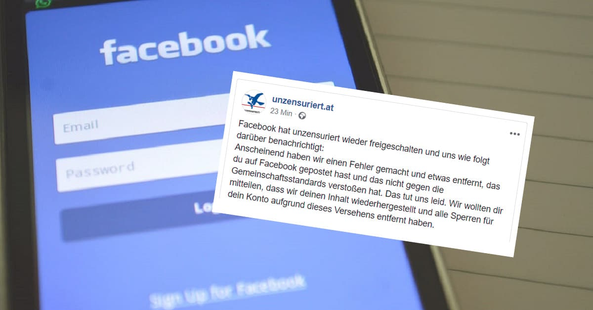 Nach Sperre: Unzensuriert.at ist wieder zurück auf Facebook