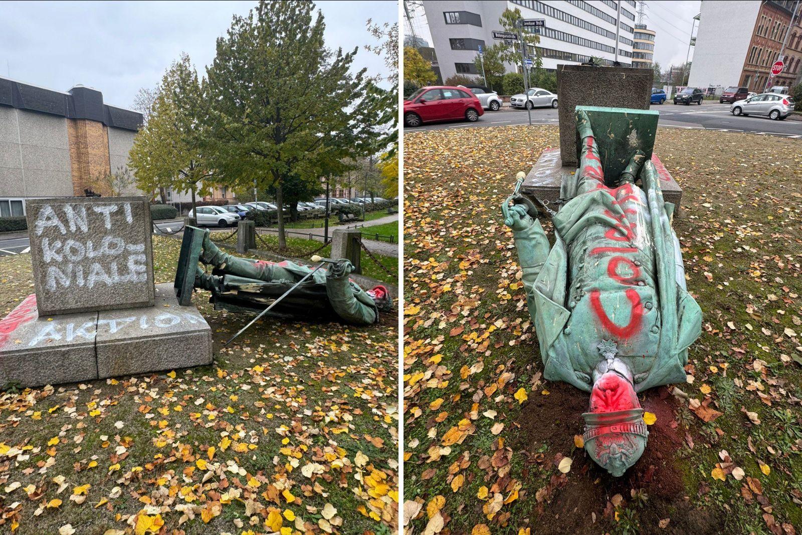 Frankfurter Bismarck-Denkmal gestürzt: Politischer Anschlag vermutet