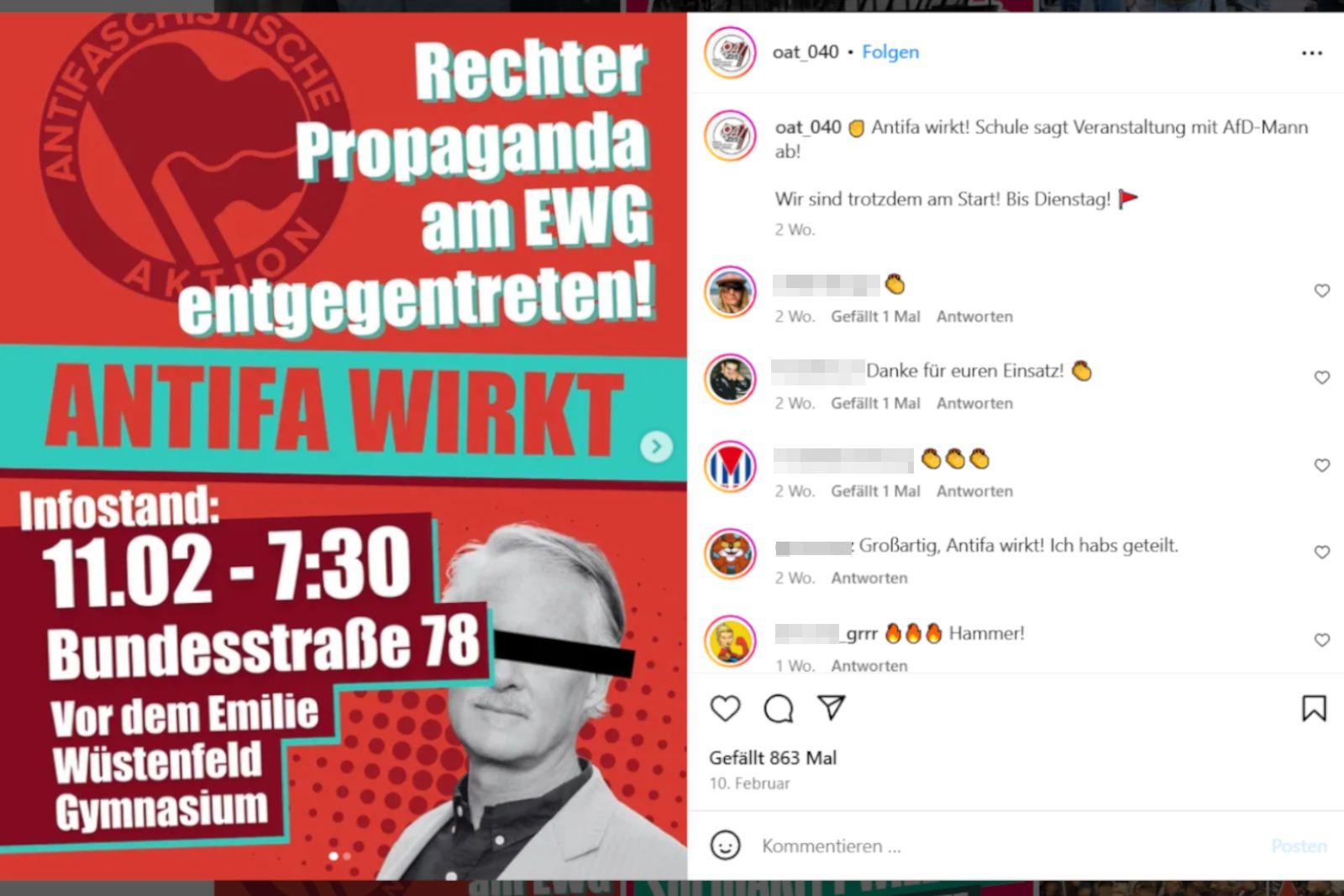 Screenshot Instagram: Offenes Antifa Treffen Hamburg